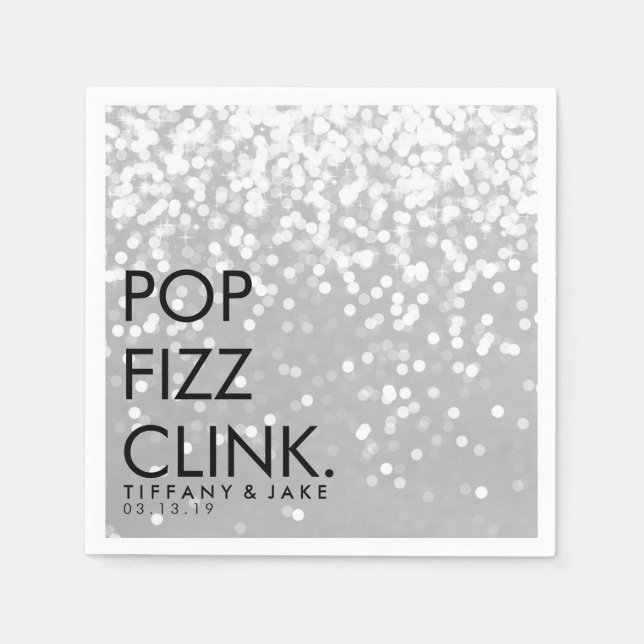 Napkin - Sparkling Pop Fizz Clink Silver (Front)