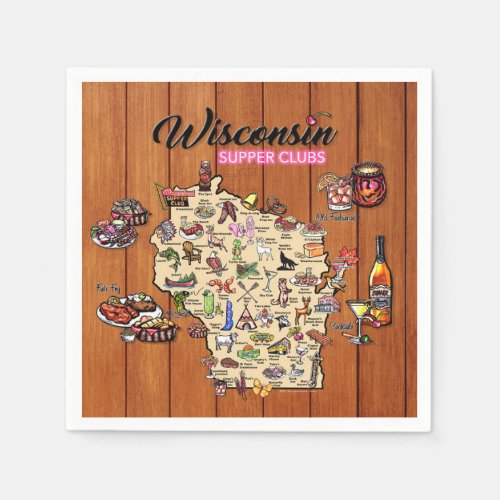 Napkin _ Wisconsin Supper Club Map _ Series 1