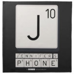 J
 JENNIFER'S
 PHONE  Napkins