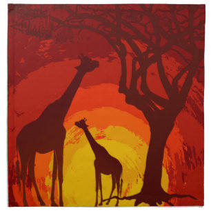 Napkins African Safari Giraffe Sunset Wild
