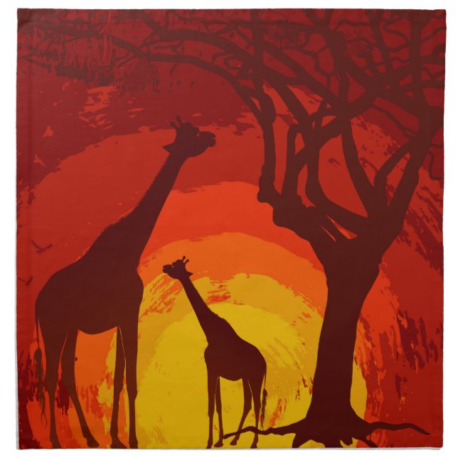 Napkins African Safari Giraffe Sunset Wild (Front)