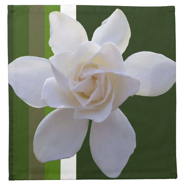 Napkins - Cloth - Gardenia on Stripes (Front)