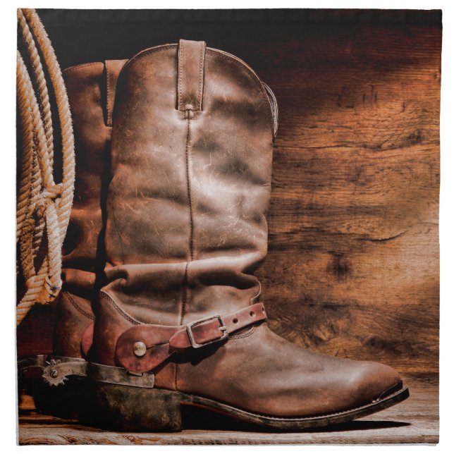 Napkins Cowboy Boots Barn Wood Rustic Country Rope (Front)