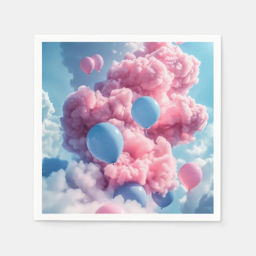 Napkins for Birthday Party Pink Blue Balloons