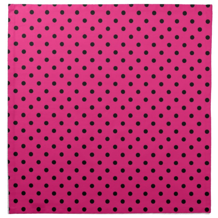 Napkins Hot Pink and Black Polka Dot