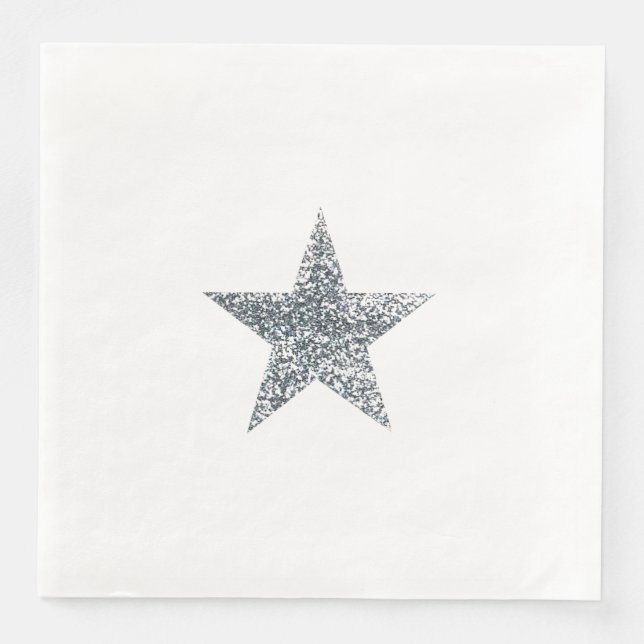 Napkins - Silver Glitter Star (Front)