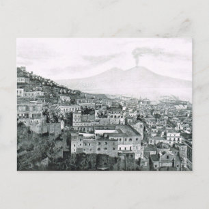 Naples, 1908, City and Mount Vesuvius Postcard