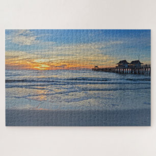 Naples Beach, Florida, Pier at Sunset Jigsaw Puzzle