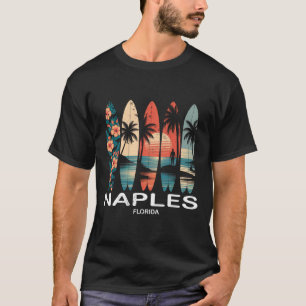 Naples Beach Florida Surfboard Surfing Retro _1  T-Shirt