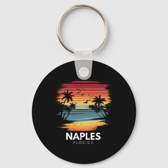Naples Beach Florida Surfboard Surfing Vintage  Keychain (Front)