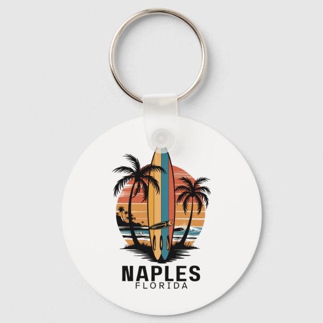 Naples Beach Florida Surfing Surfer _1  Keychain (Front)