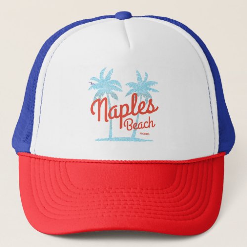 Naples Beach Florida USA Vintage Coral Type Palms Trucker Hat