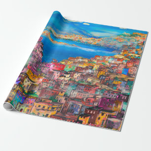 Naples cityscapeart,city,italian,landscape,modern, wrapping paper