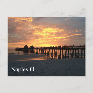 Kühlschrankmagnet mit Ø 60 mm Souvenir Naples Pier Sunset Florida