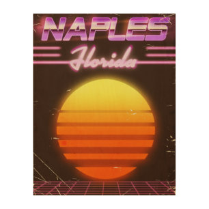 Naples Florida 1980s travel poster