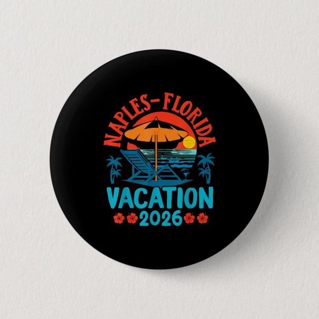 Naples Florida 2026 Family Vacation Beach Summer V Button (Front)