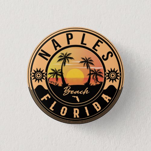 Naples Florida Beach Retro Sunset Souvenirs Button