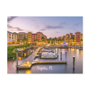 Naples, Florida Downtown and Boats at Sunset  Postcard