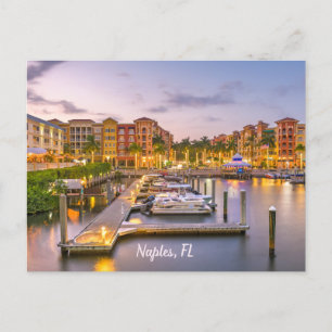 Naples, Florida Downtown and Boats at Sunset Postcard