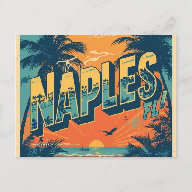 Naples florida dreaming retro postcard (Front)