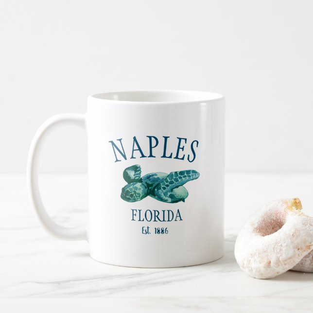 Naples Florida Est Beach Sea Turtle Coffee Mug (With Donut)