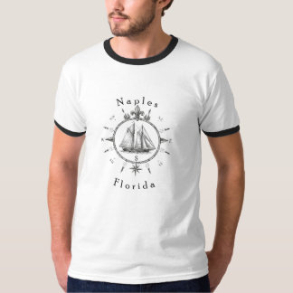 Naples Florida Nautical Sailing Compass Sailboat T-Shirt