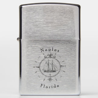 Naples Florida Nautical Sailing Compass Sailboat Zippo Lighter