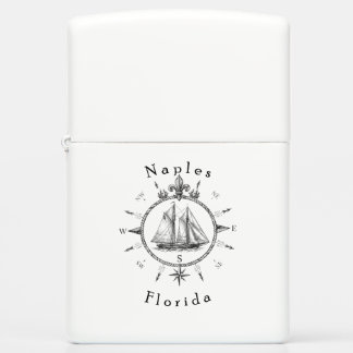 Naples Florida Nautical Sailing Compass Sailboat Zippo Lighter