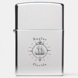 Naples Florida Nautical Sailing Compass Sailboat Zippo Lighter