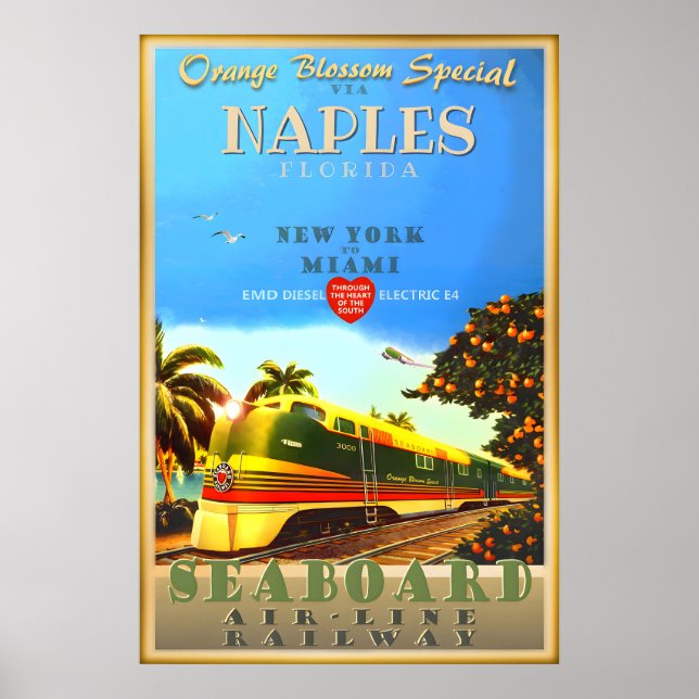 Naples Florida Orange Blossom Special Train Art Poster (Front)