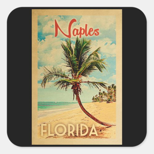 Naples Florida Palm Tree Beach Vintage Travel Square Sticker