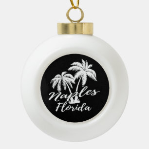 Naples Florida Palm Trees Beach Ceramic Ball Christmas Ornament