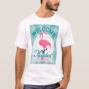 Naples Florida Pink Flamingo - Vintage Retro Trave T-Shirt