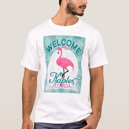 Naples Florida Pink Flamingo _ Vintage Retro Trave T_Shirt