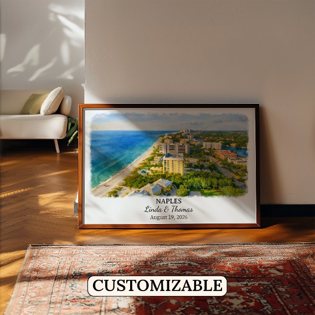 Naples Florida Poster, Watercolor, Custom Poster (Creator Uploaded)