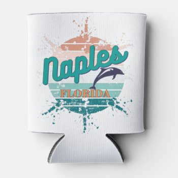 Naples Florida Retro Vintage Exploding Sunset Can Cooler by Differentcorners at Zazzle