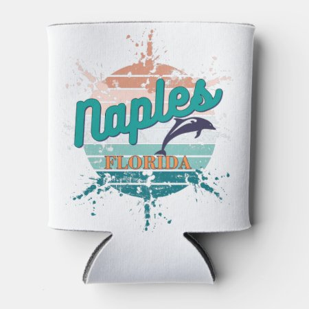 Naples Florida Retro Vintage Exploding Sunset Can Cooler