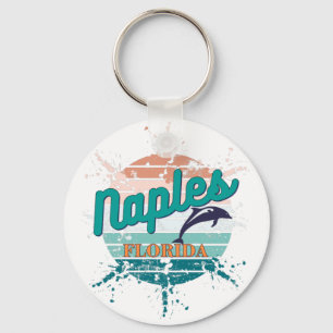 Naples Florida Retro Vintage Exploding Sunset   Keychain