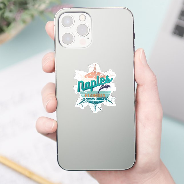 Naples Florida Retro Vintage Exploding Sunset  Sticker (Phone)