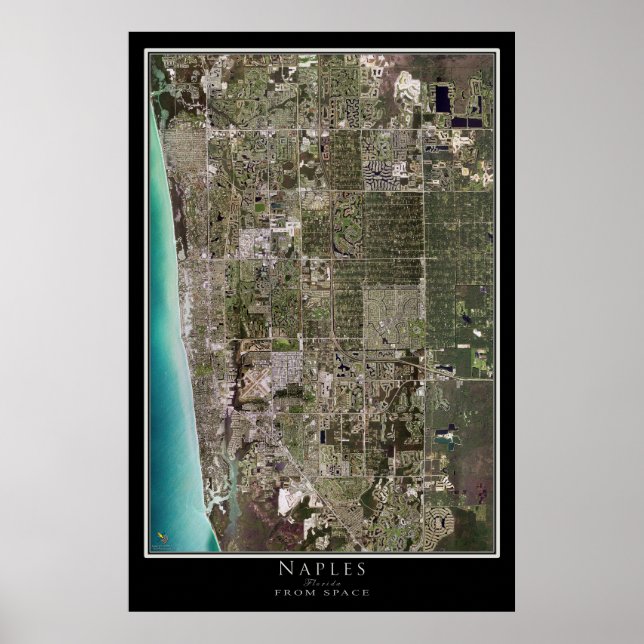 Naples Florida Satellite Poster Map (Front)