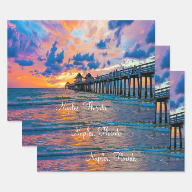 Naples, Florida scenic Postcard Wrapping Paper Sheets (Set)