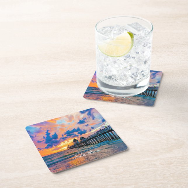 Naples, Florida scenic Square Paper Coaster (Insitu)