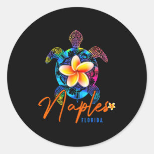 Naples Florida Sea Turtle Tie Dye Trocal Vacation Classic Round Sticker