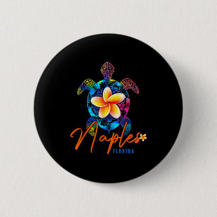 Naples Florida Sea Turtle Tie Dye Tropical Vacatio Button