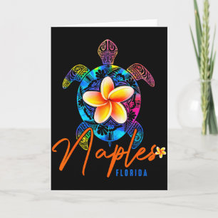 Naples Florida Sea Turtle Tie Dye Tropical Vacatio Card