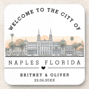  Naples Florida Skyline – Custom Wedding favor Beverage Coaster