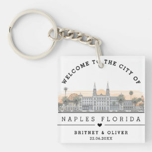 Naples Florida Skyline – Custom Wedding favor Keychain
