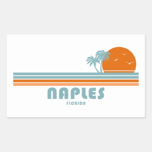 Naples Florida Sun Palm Trees Rectangular Sticker