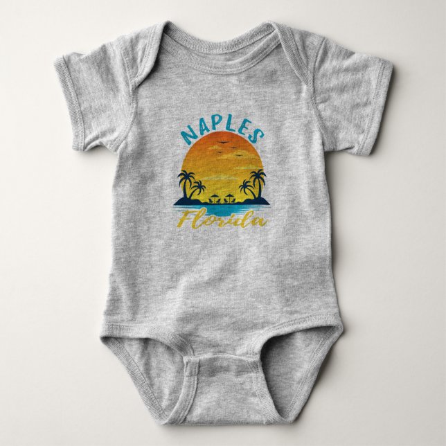 Naples Florida Sunset Retro Vacation Baby Bodysuit (Front)