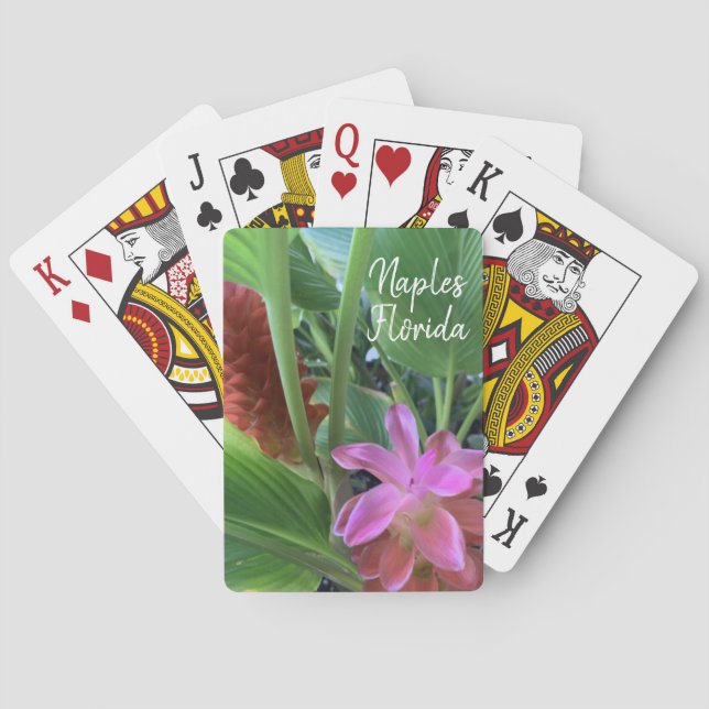Naples Florida Tropical Flowers  Poker Cards (Back)